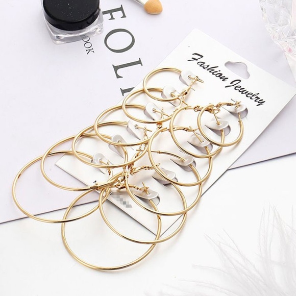 **ALESHA* 12-Pc Gold Fashion Hoop Earring Set - Picture 1 of 5